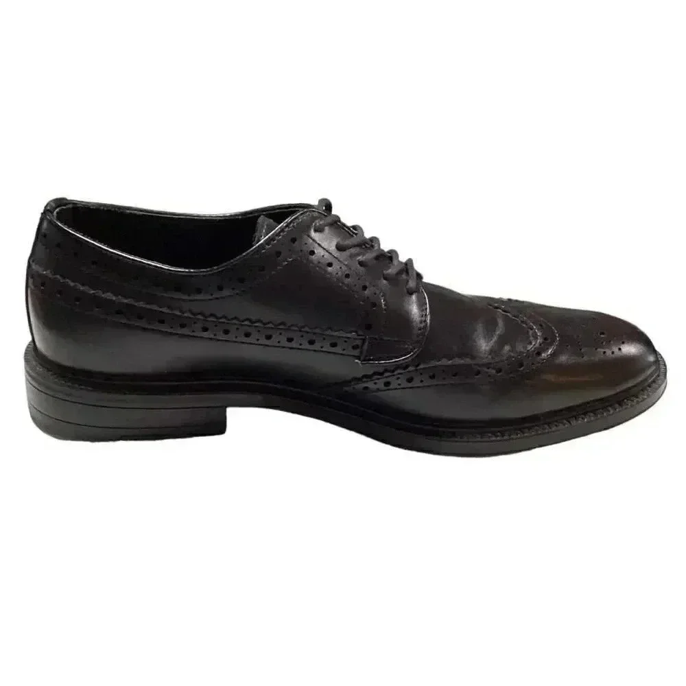 Stafford Wingtip Men 8.5 M Vegan Lace Up Oxford Dress Shoes Black Brogue Derby